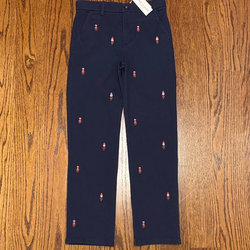 Janie and Jack Navy Bottoms with Red Nutcracker Accents
